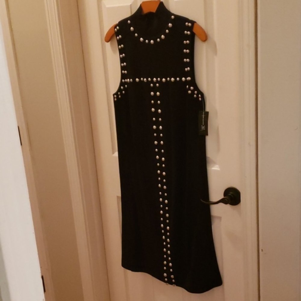 INC Mock Turtleneck Black Sleeveless Dress  with Silver Studs - XXL - Picture 4 of 13